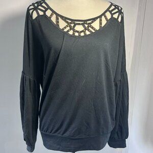 Venus Gray Beaded Cut-out Neckline Top